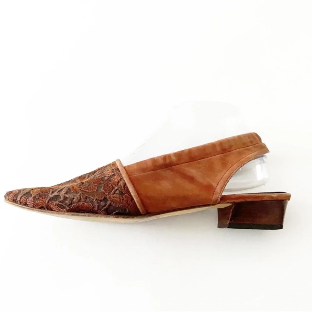 Vergelio, Low Heel, Tapestry Suede Sling-Back Shoe